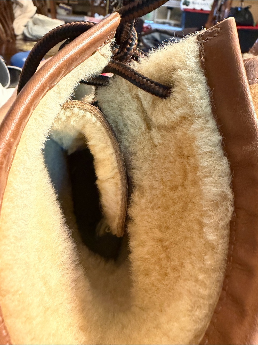 UGG Brown and Tan Lace-Up Leather Winter Boots - Picture 6 of 7
